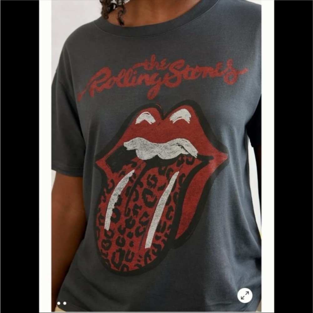 Anthropologie LetLuv Rolling Stones Graphic Short Sleeve Tee Shirt Size XS 80’s